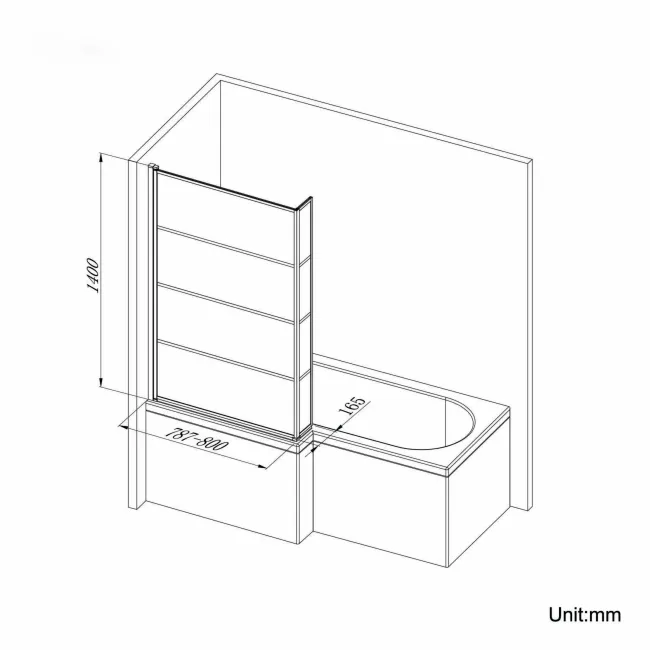 L Shaped 1500 Shower Bath with Front Panel & 6mm Easy Clean Matt Black Grid Bath Screen - Left Handed