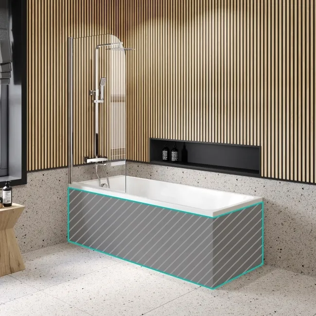 Witney 1700x700 Square Shower Bath & 6mm Easy Clean Chrome Bath Screen