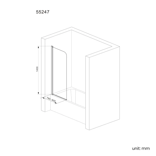 Witney 1700x700 Square Shower Bath & 6mm Easy Clean Matt Black Bath Screen