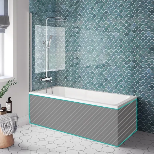 Antigua 1700x750 Keyhole Shower Bath & 6mm Easy Clean Chrome Bath Screen