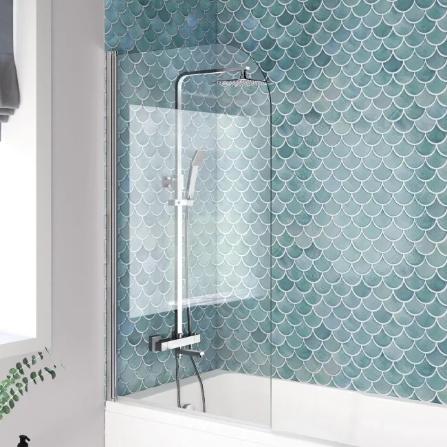 Antigua 1700x750 Keyhole Shower Bath & 6mm Easy Clean Chrome Bath Screen