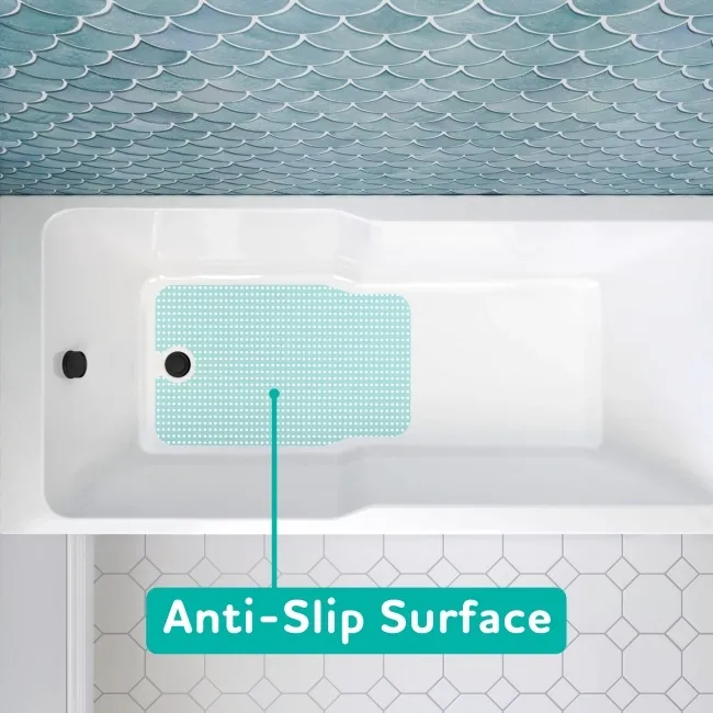 Antigua 1700x750 Keyhole Shower Bath & 6mm Easy Clean Brushed Gunmetal Bath Screen