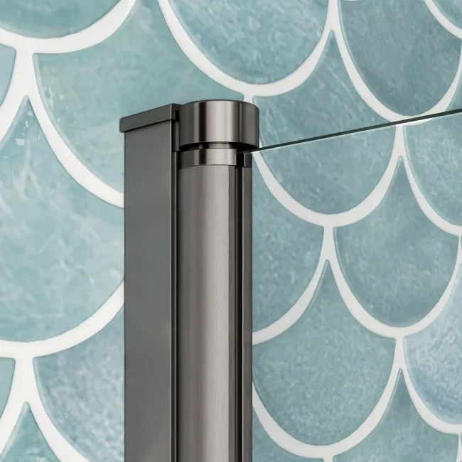 Antigua 1700x750 Keyhole Shower Bath & 6mm Easy Clean Brushed Gunmetal Bath Screen