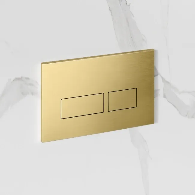 Idaho Pneumatic Wall Hung Toilet Frame and Concealed Cistern with Brushed Brass Flush Plate - Square Buttons