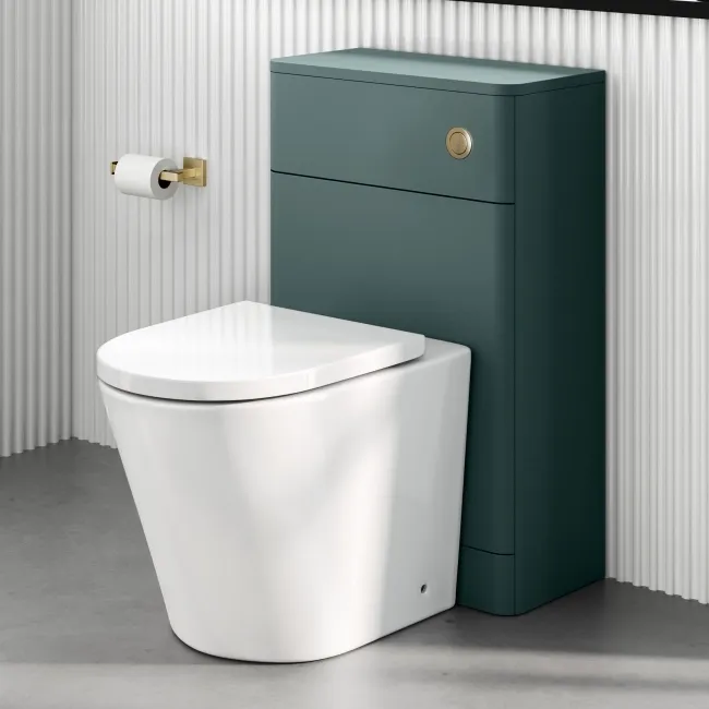 Detroit Cable Operated Concealed Cistern With Brushed Brass Round Push Button Dia.48mm
