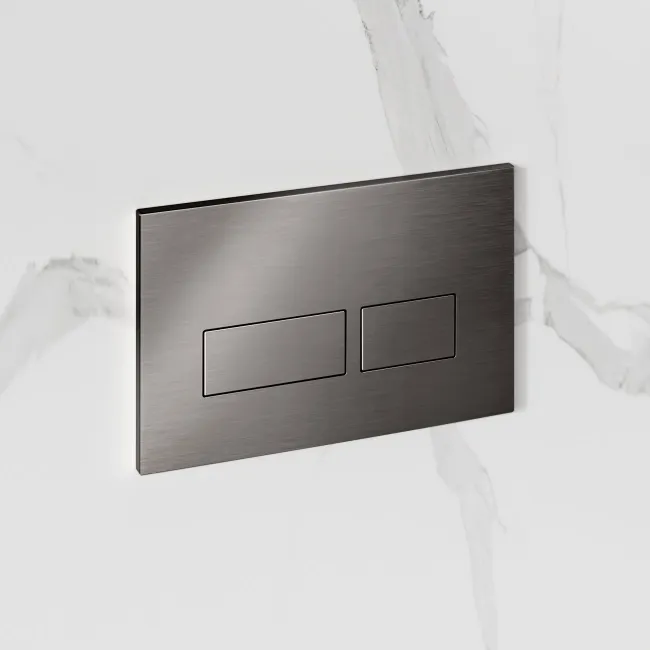 Idaho Pneumatic Concealed Cistern with Brushed Gunmetal Flush Plate - Square Buttons