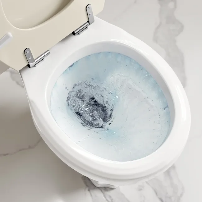 Hudson Traditional Close Coupled Toilet With Chalk White Wooden Seat