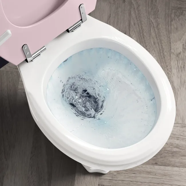 Hudson Traditional Close Coupled Toilet With Cashmere Pink Wooden Seat