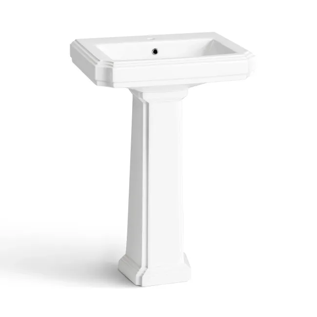 Hudson Traditional Close Coupled Toilet With Cashmere Pink Seat & Pedestal Basin - Single Tap Hole