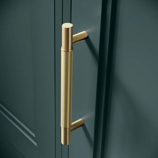 Monaco Midnight Green Floor Standing Tall Cabinet Unit 1900x300mm - Brass Knurled Handles