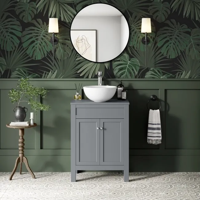 Bermuda Dove Grey Vanity With Round Counter Top Basin 600mm