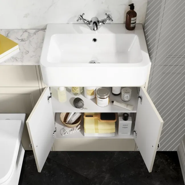Monaco Chalk White Combination Vanity Basin with Marble Top & Atlanta Toilet 1200mm