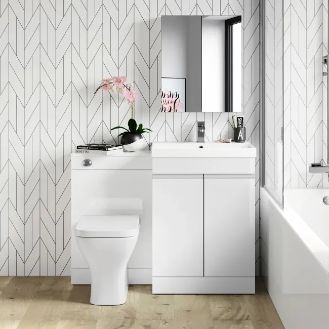 Trent Gloss White Combination Vanity Basin and Atlanta Toilet 1100mm