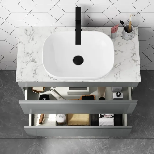 Trent Stone Grey Drawer with Marble Top 800mm - Excludes Counter Top Basin