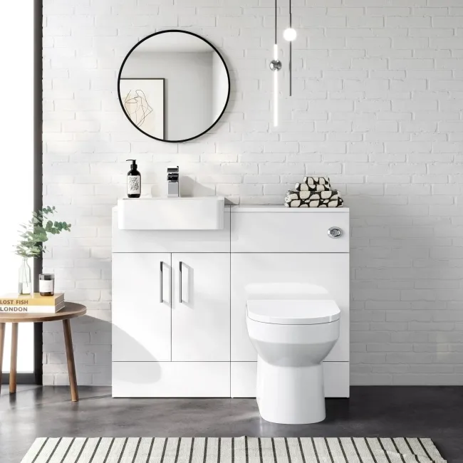 Harper Gloss White Back To Wall Unit 500mm and Miami Toilet