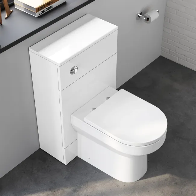 Harper Gloss White Back To Wall Unit 500mm and Miami Toilet