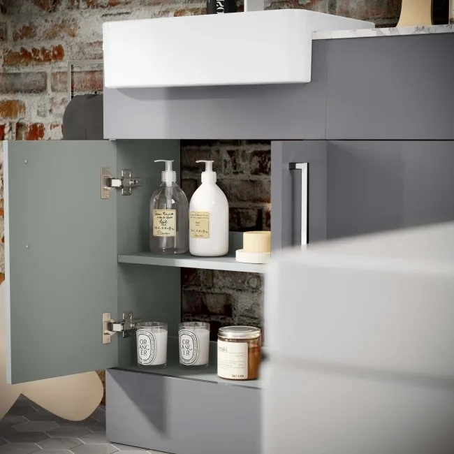 Harper Stone Grey Basin Vanity with Marble Top & Back To Wall Unit 1000mm
