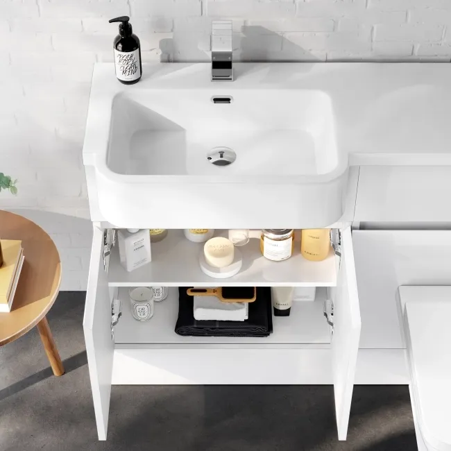 Foster Gloss White Combination Vanity Basin and Atlanta Toilet 1200mm - Left Handed