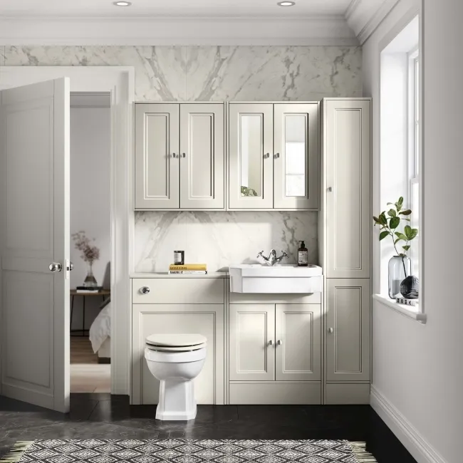 Monaco Chalk White Traditional Basin Vanity and Back To Wall Unit 1200mm (Excludes Pan & Cistern)