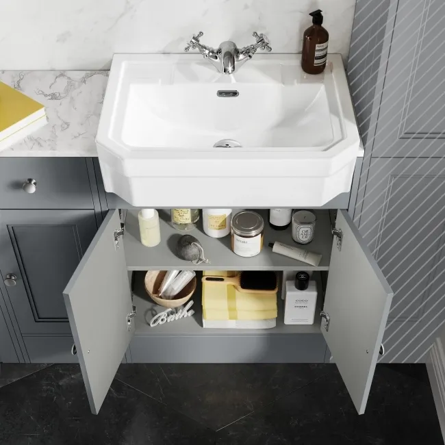 Monaco Dove Grey Combination Vanity Traditional Basin with Marble Top and Seattle Toilet 1500mm