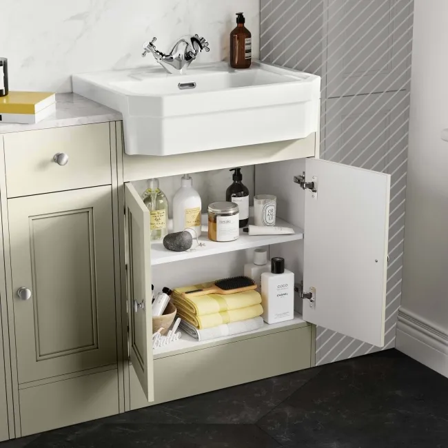 Monaco Chalk White Combination Vanity Traditional Basin with Marble Top 1500mm (Excludes Pan & Cistern)