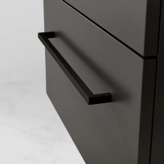 Elba Graphite Grey Double Wall Hung Drawer Vanity with Marble Top & Oval Counter Top Basin 1200mm - Black Accents