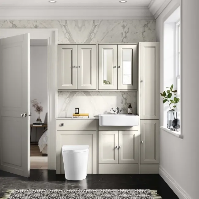 Monaco Chalk White Combination Vanity Basin with Marble Top & Boston Toilet 1200mm