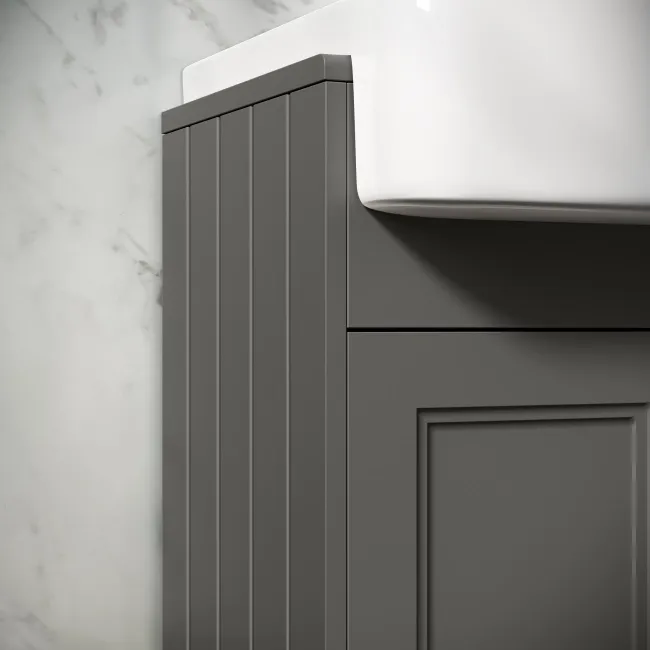 Monaco Graphite Grey Combination Vanity Basin and Hudson Toilet with Wooden Seat 1200mm