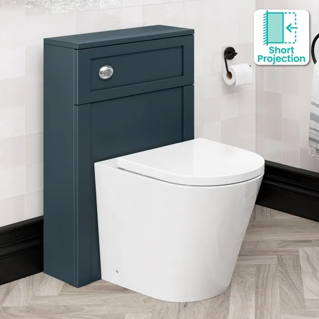 Bermuda Traditional Inky Blue Slimline Back To Wall Unit and Boston Toilet
