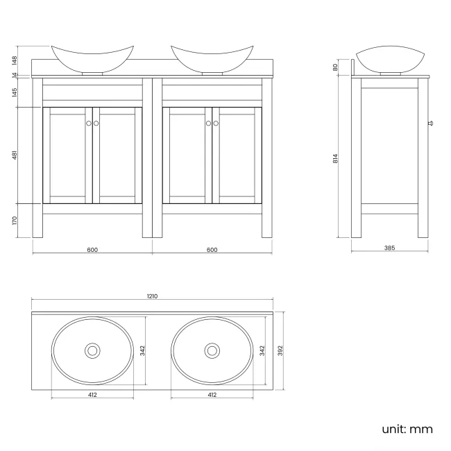 Bermuda Dove Grey Vanity with Marble Top & Oval Counter Top Basin 1200mm - Brushed Brass Accents