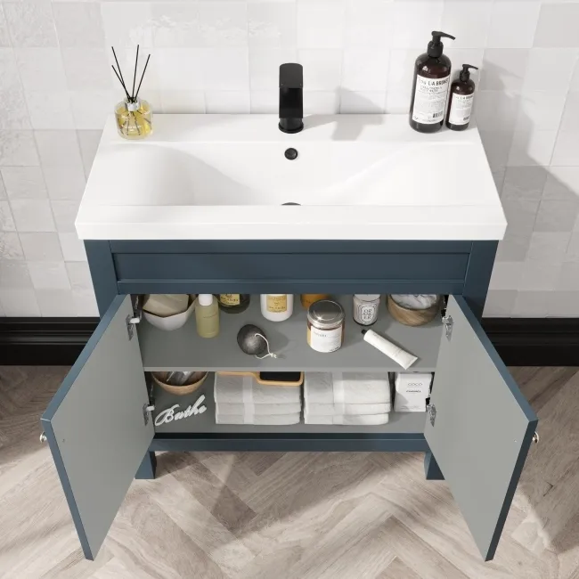 Bermuda Inky Blue Combination Vanity Basin and Boston Toilet 1300mm