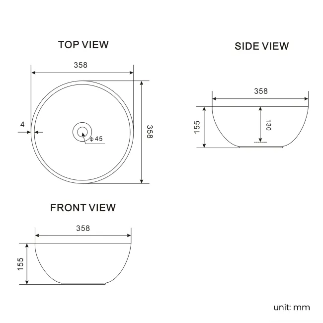 Bermuda Dove Grey Vanity with Round Counter Top Basin 600mm - Brass Knurled Handles