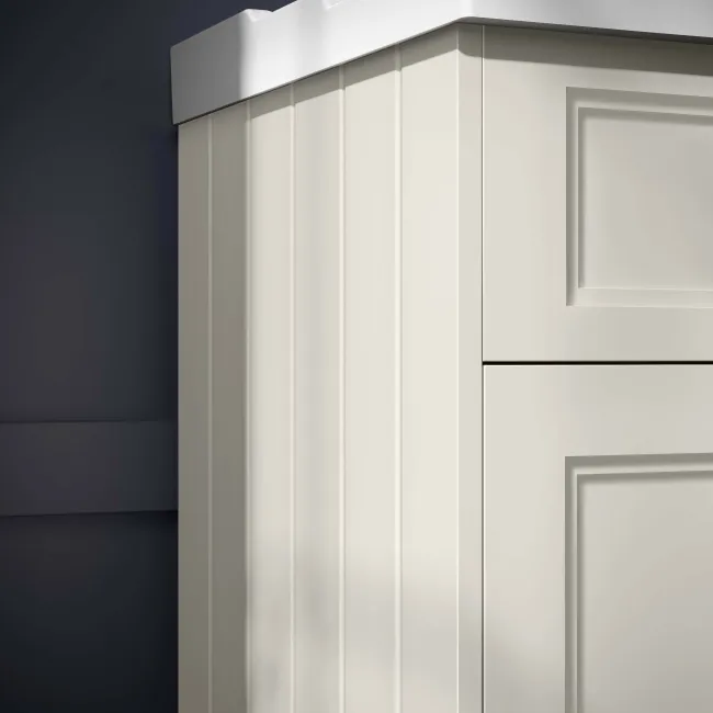 Lucia Chalk White Basin Vanity 830mm - Brass Knurled Handles