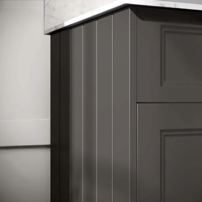Lucia Graphite Grey Vanity with Marble Top & Undermount Basin 630mm - Brass Knurled Handles