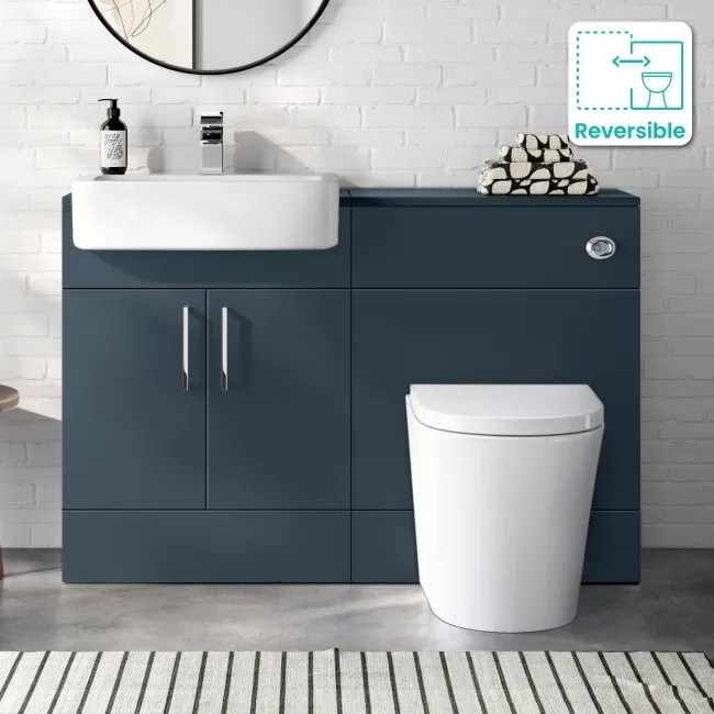 Harper Navy Blue Combination Vanity Basin and Boston Toilet 1200mm