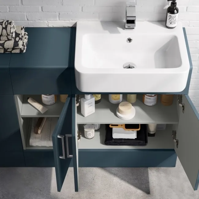 Harper Navy Blue Combination Vanity Basin 1500mm - Excludes Toilet
