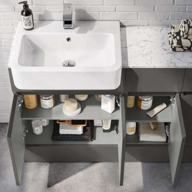 Foster Tungsten Grey Combination Vanity Basin with Marble Top & Houston Toilet 1500mm