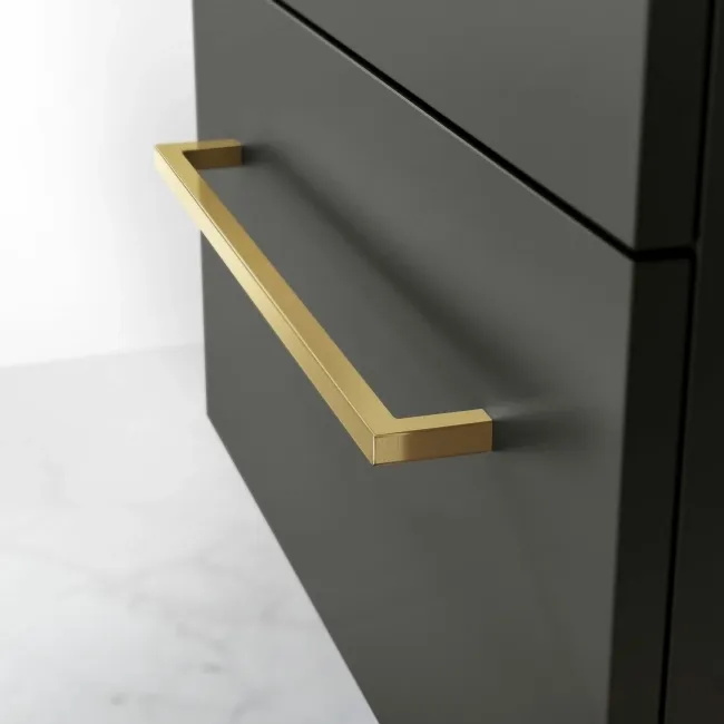 Elba Graphite Grey Wall Hung Drawer Vanity with Marble Top & Cody Basin 600mm - Brushed Brass Accents