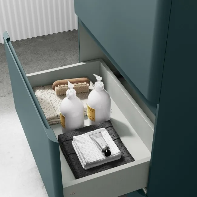 Corsica Midnight Green Drawer Vanity with Marble Top 600mm - Excludes Counter Top Basin