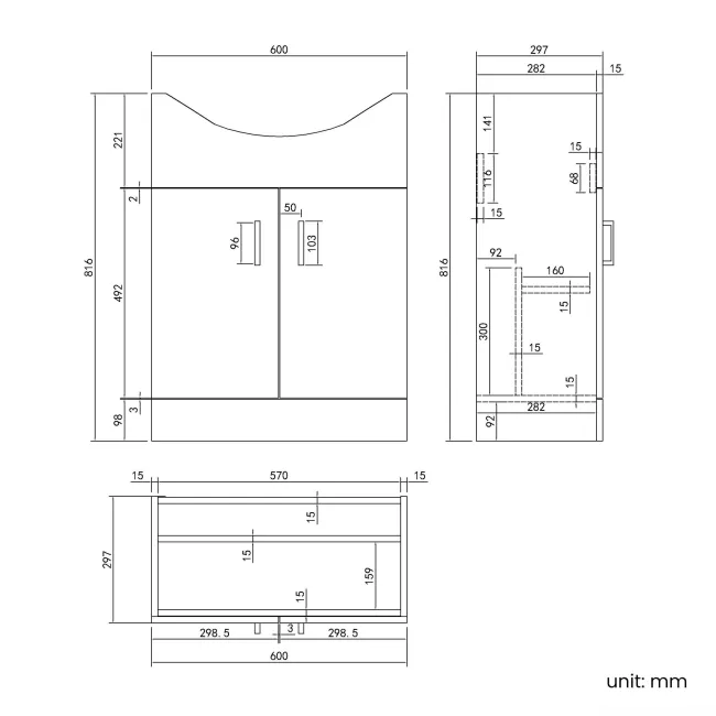 Quartz Gloss White Basin Vanity and Back To Wall Toilet Unit 1150mm (Excludes Toilet) - Black Accents