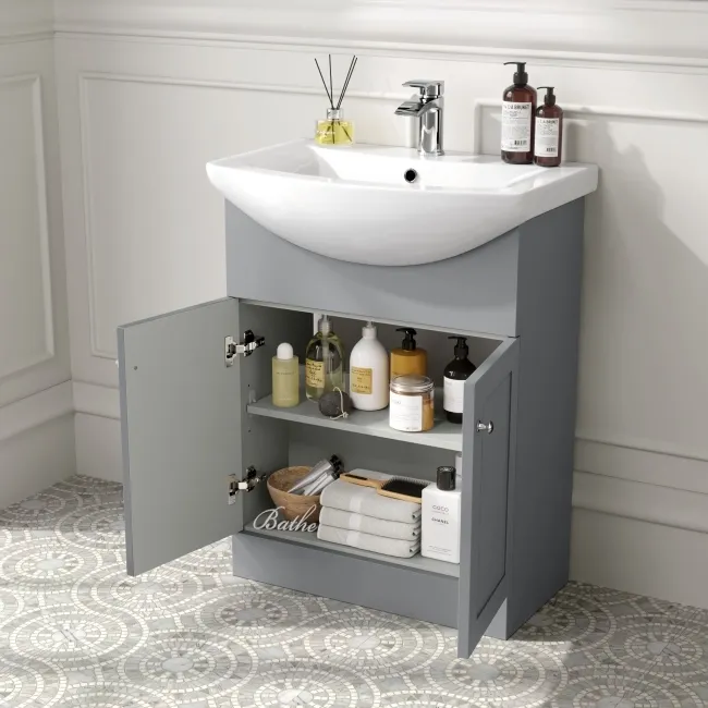 Capri Fog Grey Combination Vanity Basin and Miami Toilet 1150mm - Chrome Handles
