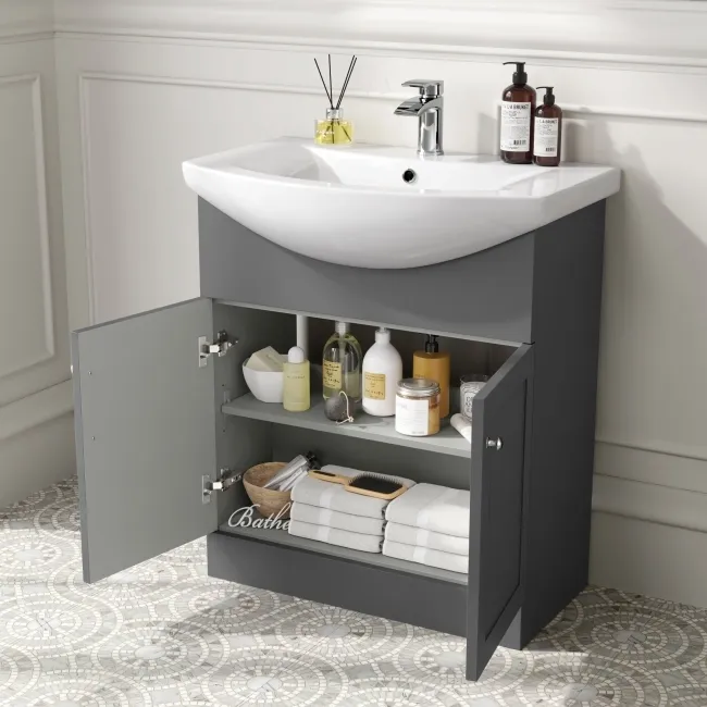 Capri Slate Grey Combination Vanity Basin and Miami Toilet 1350mm - Chrome Handles