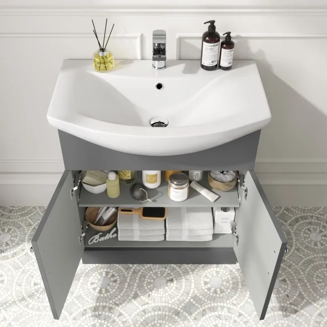 Capri Slate Grey Combination Vanity Basin and Miami Toilet 1350mm - Chrome Handles