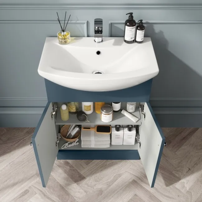 Capri Navy Blue Combination Vanity Basin and Houston Toilet 1150mm - Chrome Handles