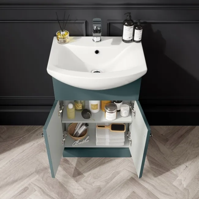 Capri Mystic Green Combination Vanity Basin and Miami Toilet 1050mm - Chrome Handles