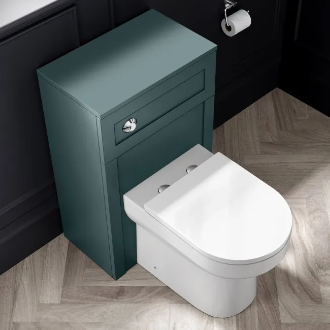 Capri Mystic Green Combination Vanity Basin and Miami Toilet 1050mm - Chrome Handles