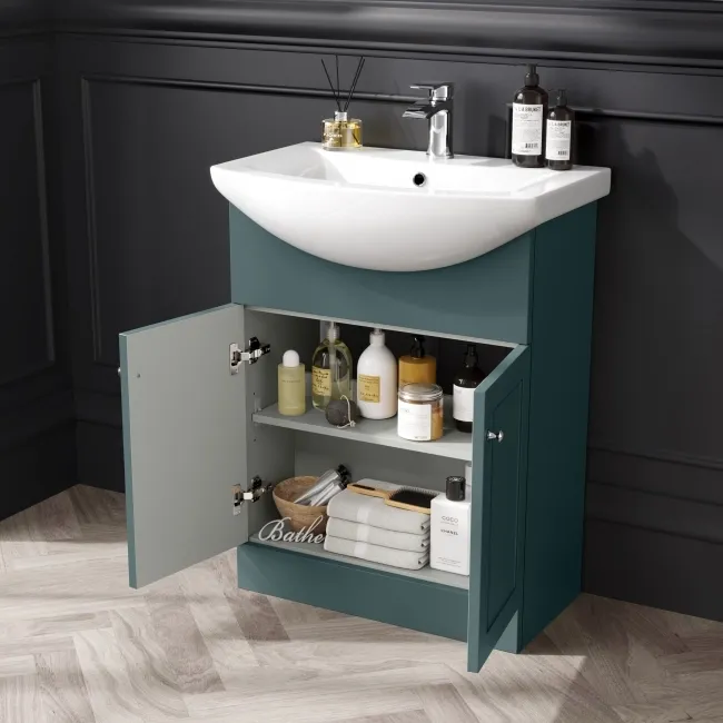 Capri Mystic Green Combination Vanity Basin and Houston Toilet 1150mm - Chrome Handles