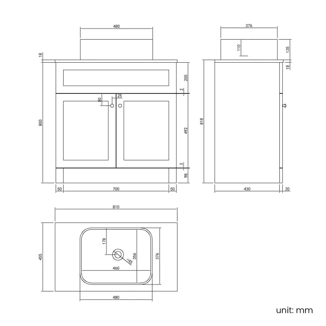 Milos Fog Grey Vanity with Troy Basin 800mm - Chrome Handles
