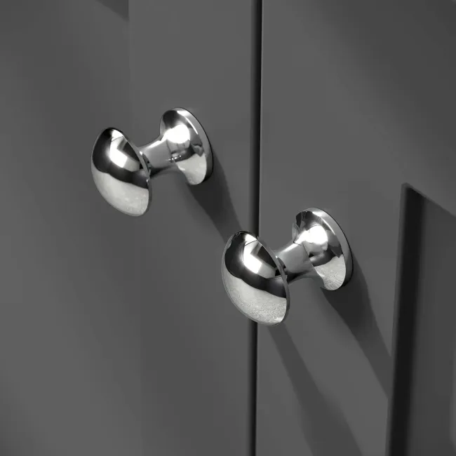 Milos Slate Grey Vanity with Oval Basin 600mm - Chrome Handles