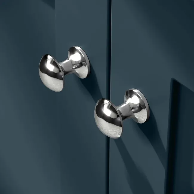 Milos Navy Blue Vanity with Troy Basin 600mm - Chrome Handles